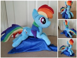 Size: 640x480 | Tagged: safe, artist:penniesponyplushies, imported from derpibooru, rainbow dash, irl, photo, plushie, shoulder pony