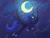 Size: 782x600 | Tagged: safe, artist:karlaandbliss, imported from derpibooru, princess luna, lunadoodle, crescent moon, female, flying, looking at you, magic, moon, night, smiling, solo, stars