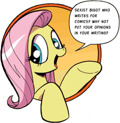 Size: 421x431 | Tagged: safe, idw, imported from derpibooru, fluttershy, anderson drama, bad advice fluttershy, drama, exploitable meme, meme, ted anderson