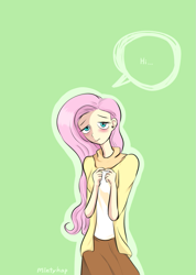 Size: 765x1077 | Tagged: safe, artist:mintyhap, imported from derpibooru, fluttershy, human, female, humanized, solo