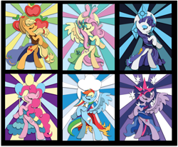 Size: 2698x2228 | Tagged: safe, artist:the-paper-pony, imported from derpibooru, applejack, fluttershy, pinkie pie, rainbow dash, rarity, twilight sparkle, alicorn, pony, clothes, dress, female, mane six, mare, twilight sparkle (alicorn)