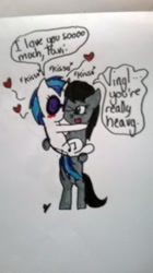 Size: 1456x2592 | Tagged: safe, artist:fifthcru5ader, imported from derpibooru, dj pon-3, octavia melody, vinyl scratch, carrying, female, heart, kissing, lesbian, scratchtavia, shipping