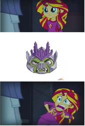 Size: 410x603 | Tagged: safe, imported from derpibooru, sunset shimmer, equestria girls, rainbow rocks, angry birds, angry birds transformers, bad piggies, crossover, exploitable meme, king pig, megatron, megatron pig, meme, sunset screamer, transformers