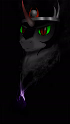 Size: 1080x1920 | Tagged: safe, artist:unmarkedbrony, imported from derpibooru, king sombra, bust, curved horn, male, slit eyes, slit pupils, solo