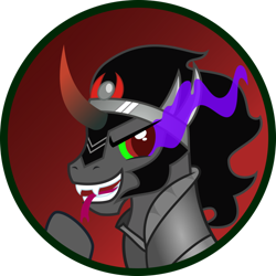 Size: 894x894 | Tagged: safe, artist:koonzypony, imported from derpibooru, king sombra, fangs, male, simple background, solo, sombra eyes, transparent background