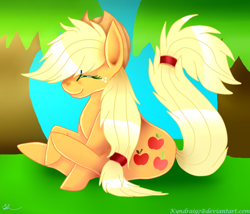 Size: 700x600 | Tagged: safe, artist:kyndrai97, imported from derpibooru, applejack, cute, female, jackabetes, sitting, solo