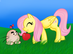 Size: 1000x751 | Tagged: safe, artist:apple-707, imported from derpibooru, fluttershy, colored, crossover, earthbound, mr. saturn, nintendo