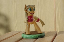 Size: 1280x848 | Tagged: safe, artist:ferrumiz, imported from derpibooru, applejack, bandana, hatless, insanity, irl, missing accessory, photo, sculpture, smiling, snapplejack