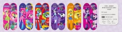 Size: 1172x308 | Tagged: safe, imported from derpibooru, applejack, fluttershy, pinkie pie, rainbow dash, rarity, twilight sparkle, equestria girls, mane six, merchandise, ponied up, skateboard