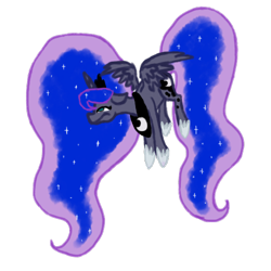 Size: 500x500 | Tagged: safe, artist:breadcipher, imported from derpibooru, princess luna, lunadoodle, female, flying, simple background, solo, transparent background