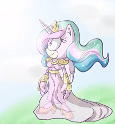 Size: 3172x3429 | Tagged: dead source, safe, artist:atomiclance, imported from derpibooru, princess celestia, anthro, plantigrade anthro, crossover, female, solo, sonic the hedgehog (series), sonicified, style emulation
