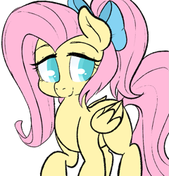 Size: 863x900 | Tagged: safe, artist:pegacornss, imported from derpibooru, fluttershy, alternate hairstyle, bow, female, ponytail, simple background, solo