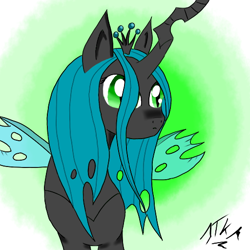 Size: 512x512 | Tagged: dead source, safe, artist:jtkm, imported from derpibooru, queen chrysalis, changeling, changeling queen, crown, female, green eyes, jewelry, regalia, solo