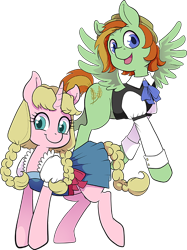 Size: 538x720 | Tagged: safe, artist:jezebeltart, imported from derpibooru, oc, oc only, oc:barley tender, oc:caramel malt, barmel, clothes, convention, ponyville ciderfest