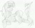 Size: 1024x821 | Tagged: safe, artist:candy-muffin, imported from derpibooru, oc, oc only, oc:pyrelight, oc:velvet remedy, balefire phoenix, phoenix, pony, unicorn, fallout equestria, black and white, fanfic, fanfic art, female, grayscale, hooves, horn, lying down, mare, monochrome, pencil drawing, prone, simple background, traditional art, white background