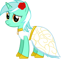 Size: 8000x7776 | Tagged: safe, artist:emper24, imported from derpibooru, lyra heartstrings, absurd resolution, clothes, dress, female, flower, flower in hair, lyra is not amused, raised eyebrow, simple background, solo, transparent background, vector