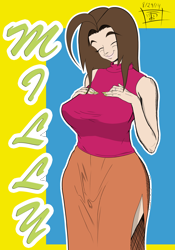Size: 2100x3000 | Tagged: safe, artist:thethunderpony, imported from derpibooru, oc, oc only, oc:milly, human, breasts, eyes closed, female, humanized, nail polish, ring, solo, wide hips