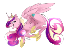 Size: 2160x1440 | Tagged: safe, artist:onion-eyed-goat, imported from derpibooru, princess cadance, female, fluffy, smug, solo