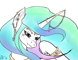 Size: 1100x850 | Tagged: safe, artist:bottlecapp, imported from derpibooru, princess celestia, female, piercing, solo