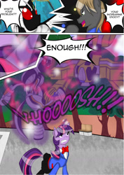 Size: 1240x1754 | Tagged: safe, artist:fourze-pony, imported from derpibooru, twilight sparkle, robot, angry, aura, clothes, fight, fourze-pony, fourze-stallion, kamen rider, kamen rider fourze, kengo utahoshi, kisaragi gentaro, magic, power dizer, tokusatsu, tumblr, tumblr comic