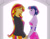 Size: 2095x1650 | Tagged: safe, artist:bico-kun, imported from derpibooru, sunset shimmer, twilight sparkle, equestria girls, asami sato, blushing, female, glow, glowing, holding hands, humanized, korra, korrasami, lesbian, makeup, shipping, sunsetsparkle, the legend of korra, twilight sparkle (alicorn)