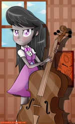 Size: 800x1324 | Tagged: safe, artist:vixelzf, imported from derpibooru, octavia melody, equestria girls, blushing, cello, female, musical instrument, solo