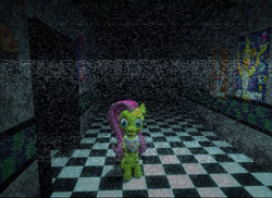 Size: 528x385 | Tagged: safe, imported from derpibooru, fluttershy, pony, robot, robot pony, five nights at aj's, 3d, animatronic, applefreddy fazjack's pizzeria, bloodshot eyes, chicashy, female, five nights at aj's 2, five nights at freddy's, flutterchica, looking at you, solo