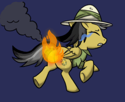 Size: 700x575 | Tagged: safe, artist:metallicumbrage, imported from derpibooru, daring do, pony, abuse, animated, burned, burned butt, butt, butt fire, crying, daring donk, female, fire, literal butthurt, on fire, pain, plot, running
