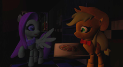 Size: 1018x557 | Tagged: safe, imported from derpibooru, applejack, fluttershy, pony, robot, robot pony, five nights at aj's, 3d, animatronic, applefreddy, applefreddy fazjack's pizzeria, creepy, five nights at freddy's, flutterchica, looking at you