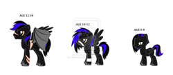 Size: 1423x619 | Tagged: safe, artist:werewolf202, imported from derpibooru, oc, oc only, oc:loyalty heart, bat pony, pegasus, pony, pony creator, age progression, bandage, do not steal, solo