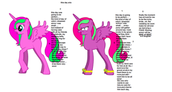 Size: 1492x805 | Tagged: safe, artist:jordanah2004, imported from derpibooru, oc, oc only, alicorn, pony, pony creator, alicorn oc, evil, looking at you, lyrics, solo, text, this day aria