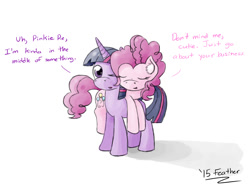 Size: 1068x800 | Tagged: safe, artist:feather, imported from derpibooru, pinkie pie, twilight sparkle, ear fluff, female, lesbian, shipping, twinkie