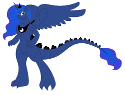 Size: 3083x2350 | Tagged: safe, artist:pyrus-leonidas, imported from derpibooru, princess luna, kaiju, female, godzilla (series), kaijufied, simple background, solo, transparent background