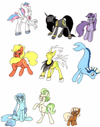 Size: 2002x2542 | Tagged: safe, artist:frankilew, imported from derpibooru, earth pony, eevee, espeon, flareon, glaceon, jolteon, leafeon, pegasus, pony, sea pony, sylveon, umbreon, unicorn, vaporeon, ear fins, eeveelutions, female, foal, male, mare, pokémon, ponified, rearing, simple background, stallion, white background