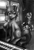 Size: 683x1000 | Tagged: safe, artist:limreiart, imported from derpibooru, part of a set, oc, oc only, oc:homage, oc:littlepip, pony, unicorn, fallout equestria, bedroom eyes, black and white, blushing, chest fluff, clothes, fanfic, fanfic art, female, grayscale, hooves, horn, jumpsuit, magic, mare, microphone, monochrome, open mouth, pipbuck, shocked, sitting, teeth, vault suit, voice change, voice change spell