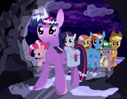 Size: 1015x787 | Tagged: safe, artist:dashydo, imported from derpibooru, applejack, fluttershy, pinkie pie, rainbow dash, rarity, spike, twilight sparkle, alicorn, pony, female, mane seven, mane six, mare, twilight sparkle (alicorn)