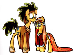 Size: 1205x882 | Tagged: safe, artist:frankilew, idw, imported from derpibooru, flax seed, wheat grass, earth pony, pony, female, male, shipping, straight, wheatseed