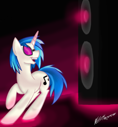 Size: 1024x1098 | Tagged: safe, artist:shellythewolf1, imported from derpibooru, dj pon-3, vinyl scratch, female, solo, speaker, speakers