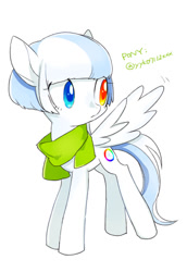 Size: 310x450 | Tagged: safe, artist:nora1211, imported from derpibooru, oc, oc only, pegasus, pony, heterochromia, pixiv, simple background, solo, white background