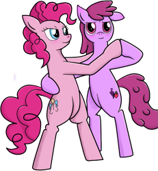 Size: 699x758 | Tagged: safe, artist:lyralicious, imported from derpibooru, berry punch, berryshine, pinkie pie, earth pony, pony, bipedal, dancing, simple background, transparent background