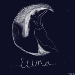 Size: 1740x1740 | Tagged: safe, artist:ahappyrobot, imported from derpibooru, princess luna, female, monochrome, moon, solo