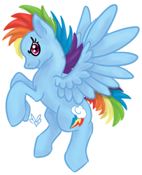 Size: 761x939 | Tagged: dead source, safe, artist:shamrock, imported from derpibooru, rainbow dash, female, rearing, simple background, solo, white background