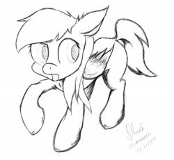 Size: 2756x2532 | Tagged: safe, artist:ando, imported from derpibooru, rainbow dash, pegasus, pony, female, monochrome, sketch, solo, style