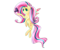 Size: 1200x1000 | Tagged: safe, artist:qiluo soul, imported from derpibooru, fluttershy, butterfly, female, pixiv, rainbow power, solo