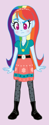 Size: 332x846 | Tagged: safe, artist:howlsinthedistance, imported from derpibooru, rainbow dash, equestria girls, blythe baxter, clothes swap, female, solo, voice actor joke