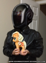 Size: 1443x1984 | Tagged: safe, artist:adammasterart, deleted from derpibooru, edit, imported from derpibooru, applejack, cosplay, daft punk, helmet, mockup, photoshop, plushie