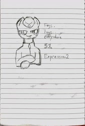 Size: 1233x1822 | Tagged: safe, artist:expression2, imported from derpibooru, oc, oc only, oc:nurse code-51, lined paper, monochrome, sketch, solo, traditional art
