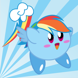 Size: 800x800 | Tagged: safe, artist:s.guri, imported from derpibooru, rainbow dash, crossover, female, kirby, kirby (character), kirby (series), kirby dash, kirbyfied, puffball, solo, species swap