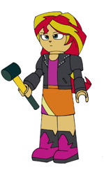 Size: 508x850 | Tagged: safe, artist:combatkaiser, imported from derpibooru, sunset shimmer, equestria girls, female, kre-o, kreon, simple background, sledgehammer, solo