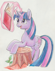 Size: 800x1023 | Tagged: safe, artist:hiji riya, imported from derpibooru, twilight sparkle, book, female, pixiv, solo, traditional art